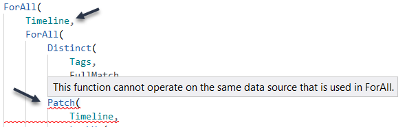 Patch can't work on the same data source